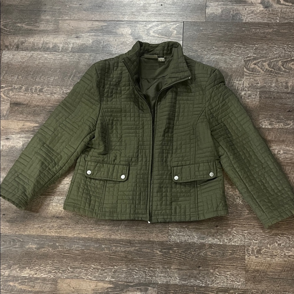 Jane Ashley Forest Green Quilted Utility Jacket